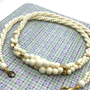 Vintage Cream Beads Made In JAPAN Necklace